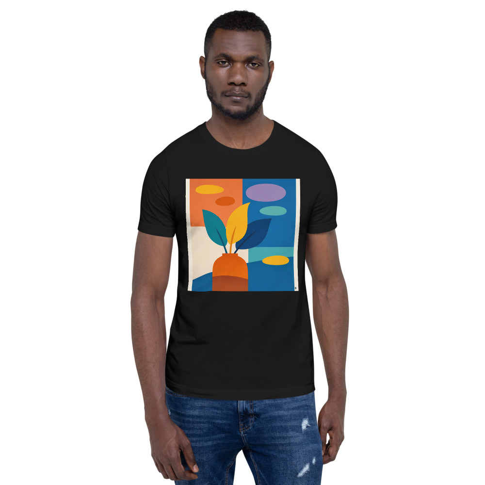 Colour Block Vase with Organic Leaves — T-Shirt