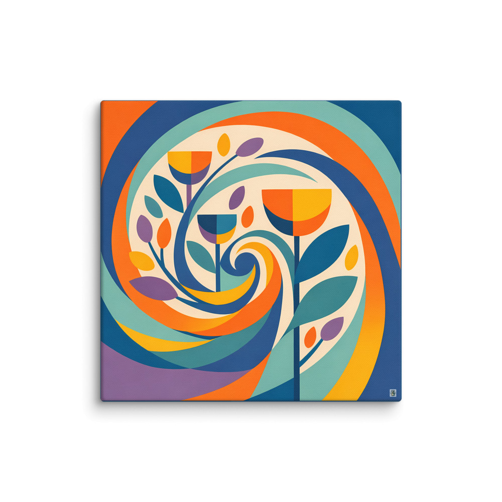 Geometric Botanical Flower Spiral — Canvas Print