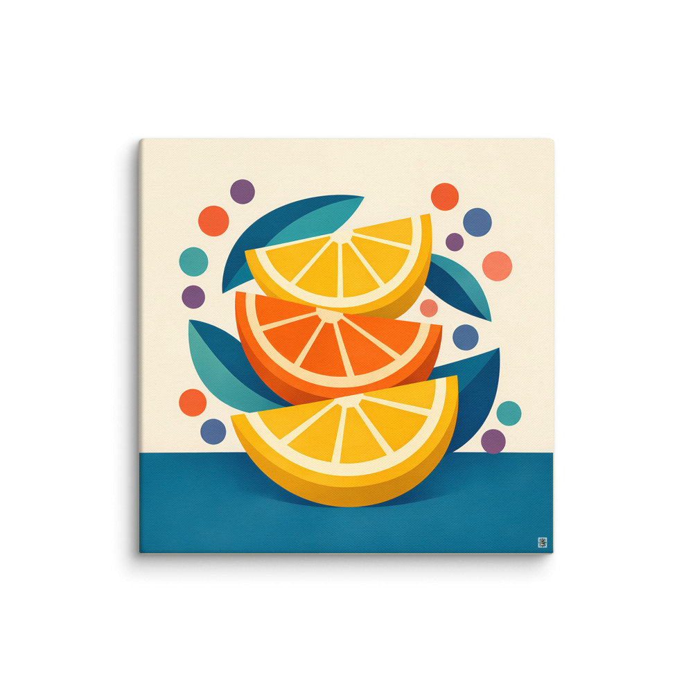 Stacked Citrus Slices with Leaves — Canvas Print