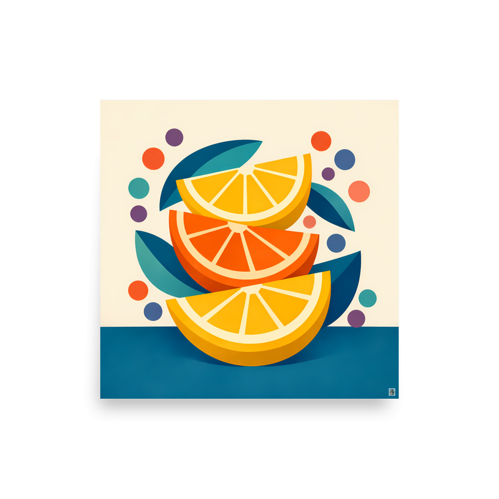 Stacked Citrus Slices with Leaves — Art Print