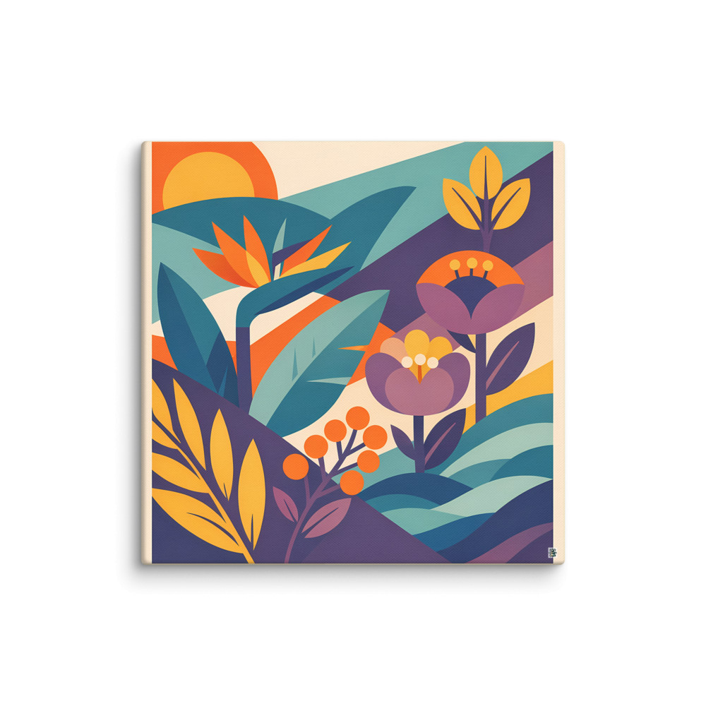 Abstract Botanical Garden with Geometric Leaves — Canvas Print