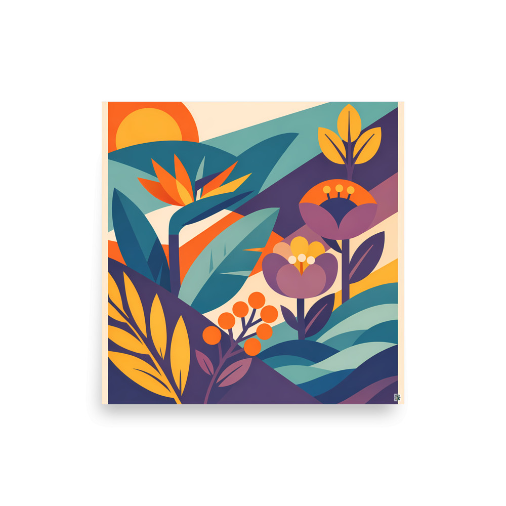 Abstract Botanical Garden with Geometric Leaves — Art Print