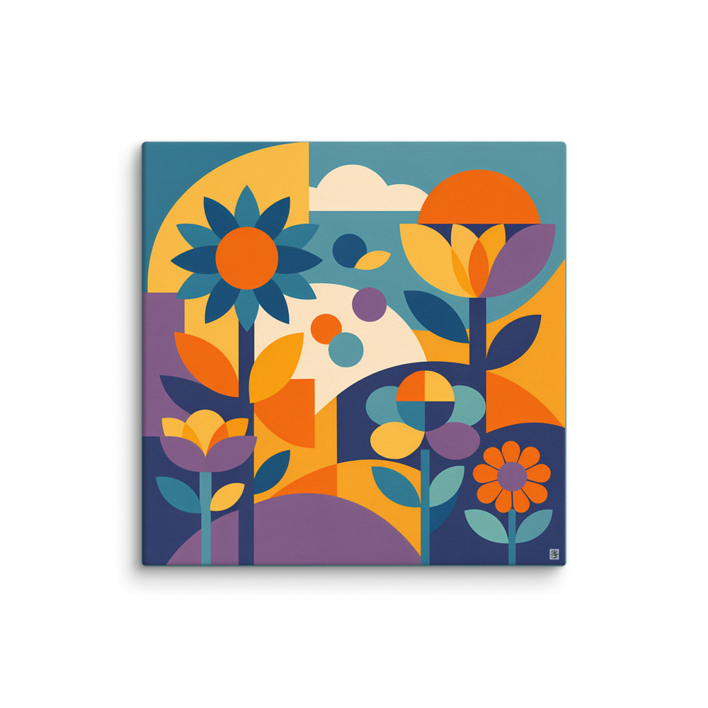 Geometric Botanical Flowers and Leaves — Canvas Print