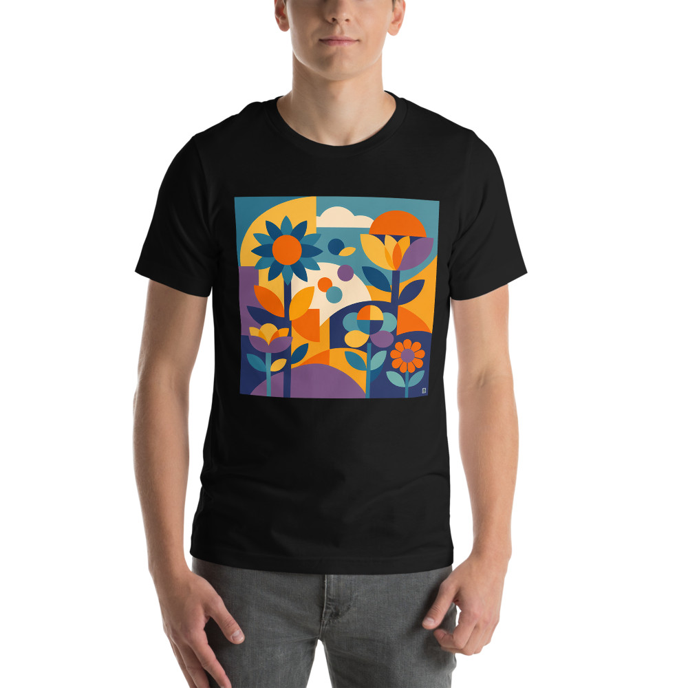 Geometric Botanical Flowers and Leaves — T-Shirt