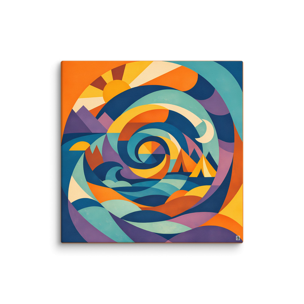 Spiral Festival Landscape with Sun and Moon — Canvas Print