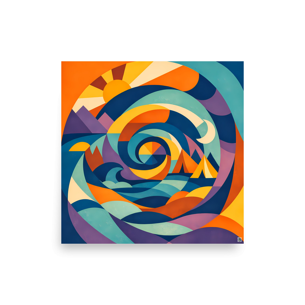 Spiral Festival Landscape with Sun and Moon — Art Print