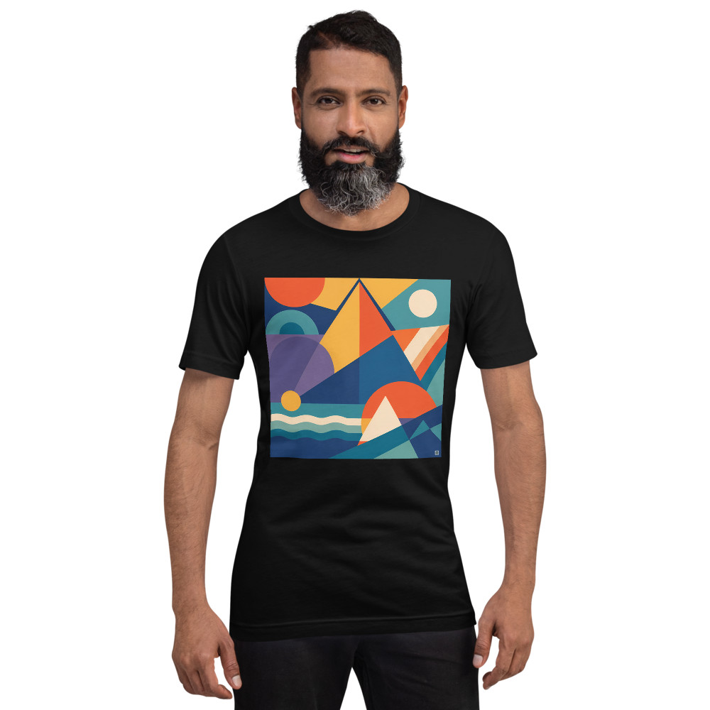 Bold Geometric Shape Collage in Teal and Orange