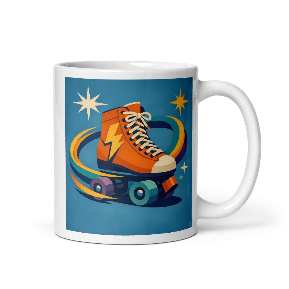 Orange Lightning Roller Skate with Star Swirls