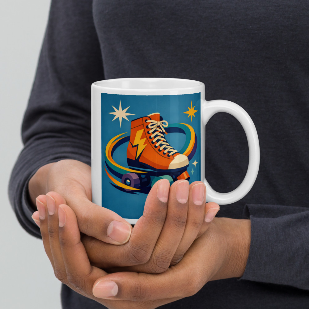 Orange Lightning Roller Skate with Star Swirls — Mug