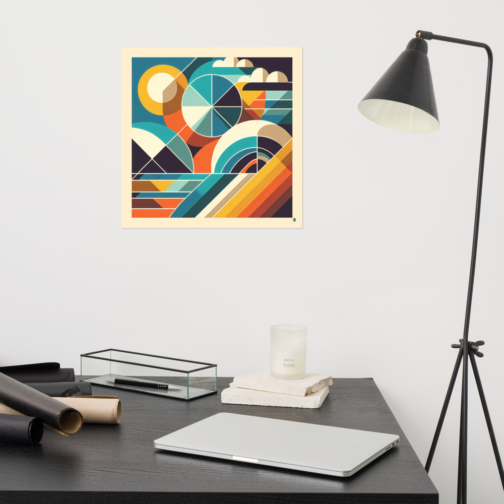 Retro Geometric Abstract with Teal and Orange