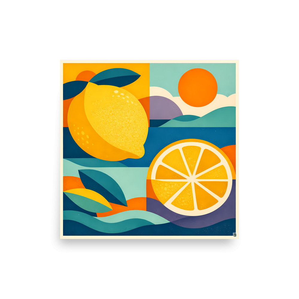Bold Citrus Fruit Graphic with Lemons and Oranges — Art Print