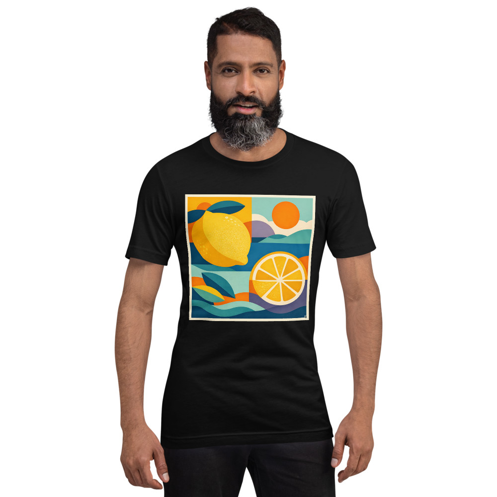 Bold Citrus Fruit Graphic with Lemons and Oranges