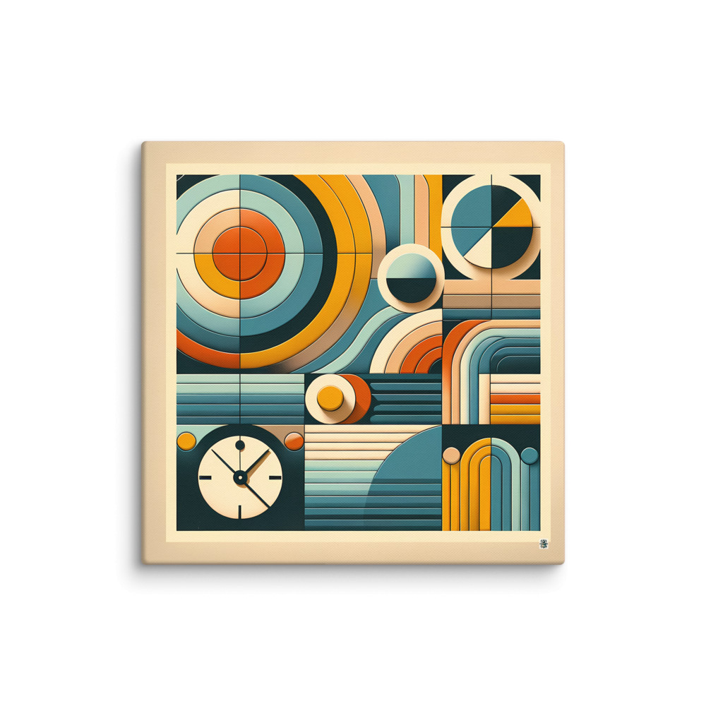 Geometric Retro Circles and Lines Artwork — Canvas Print