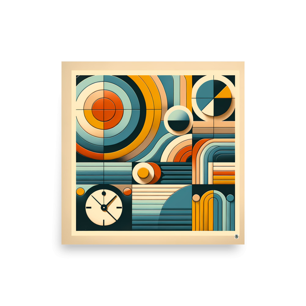 Geometric Retro Circles and Lines Artwork — Art Print
