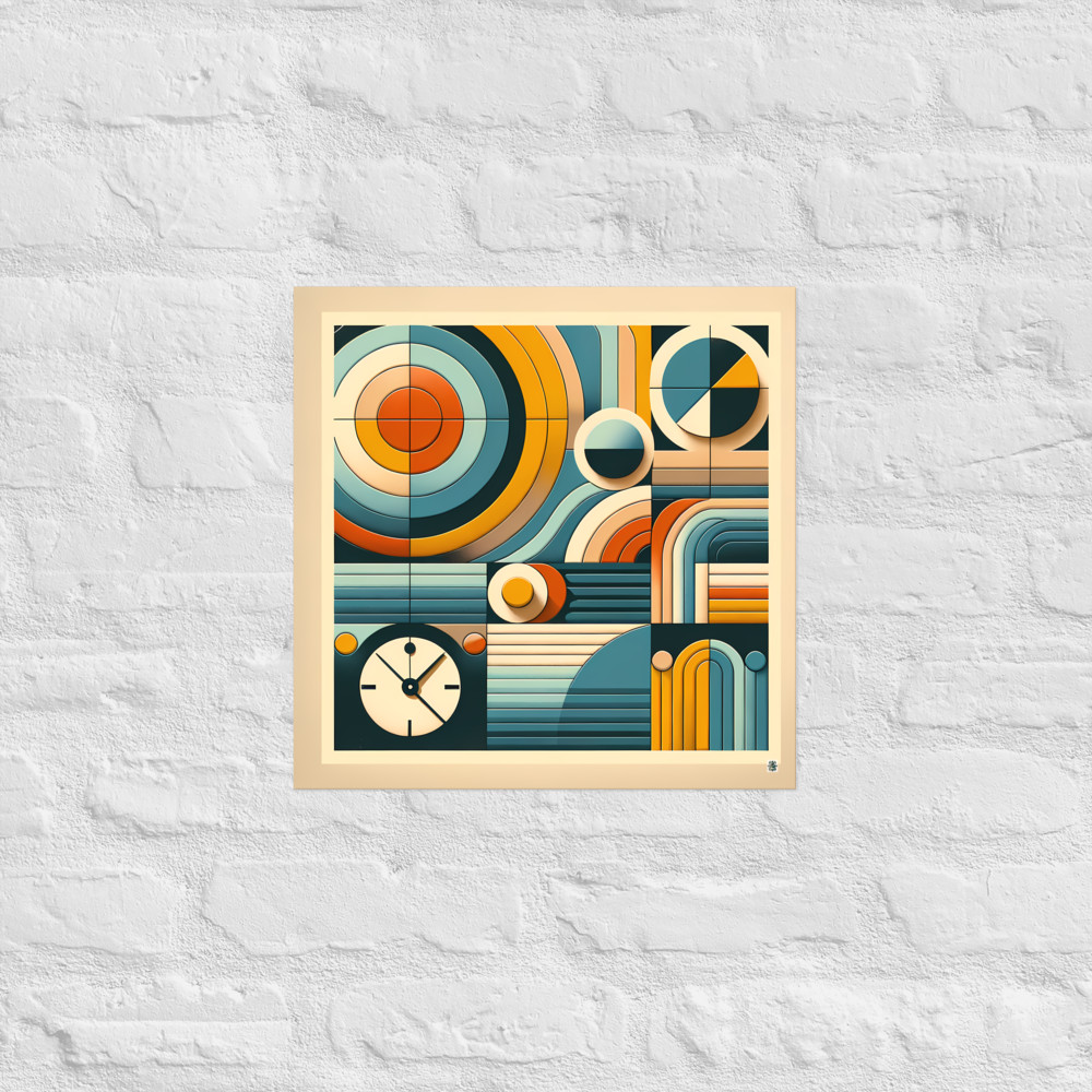 Geometric Retro Circles and Lines Artwork