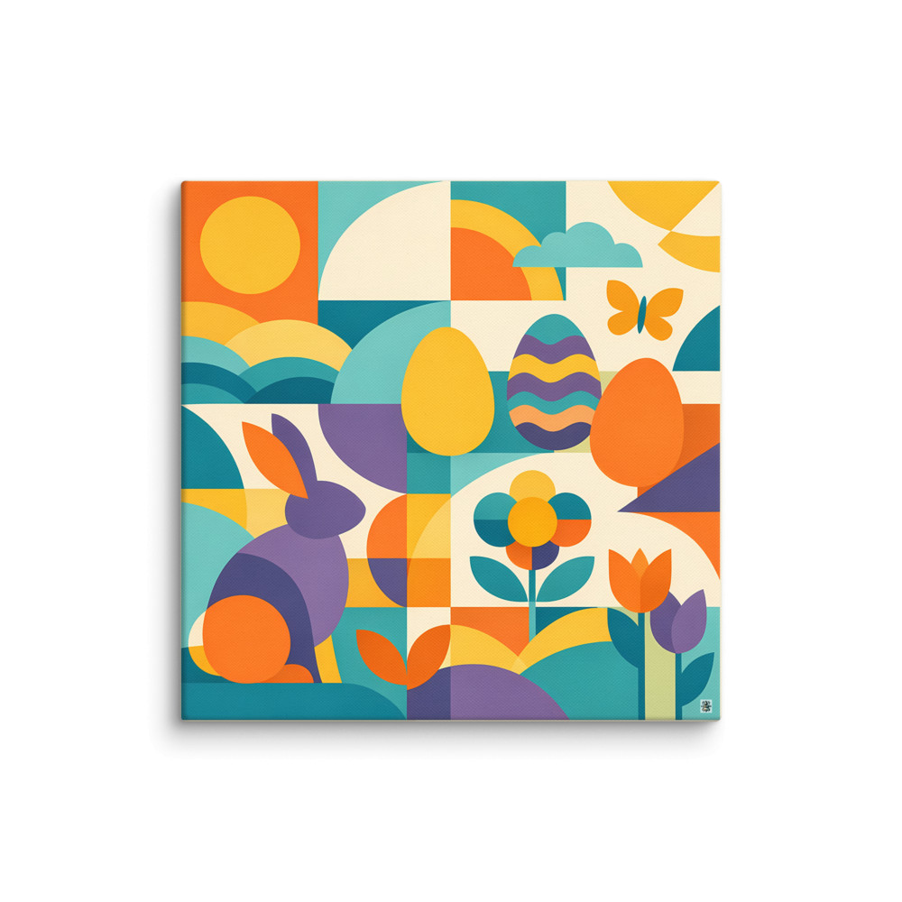 Geometric Easter Bunny and Egg Pattern — Canvas Print
