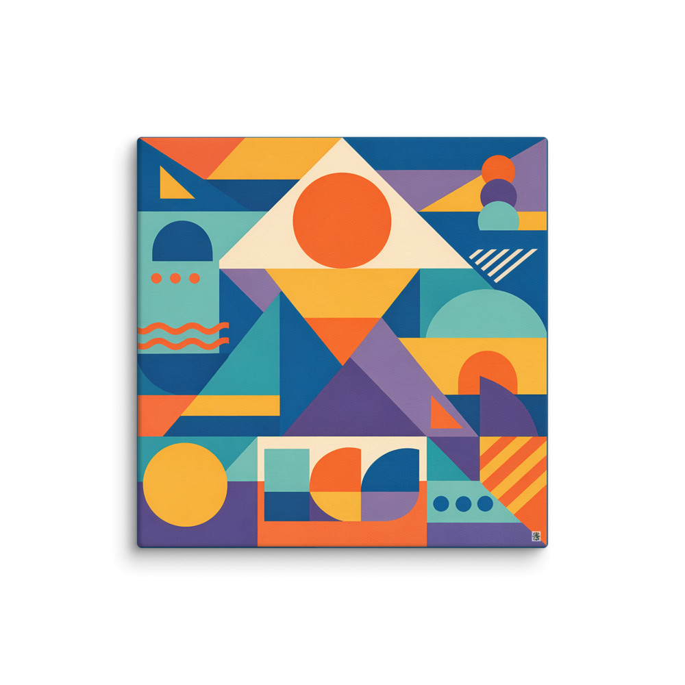 Colourful Memphis Geometric Shape Collage — Canvas Print