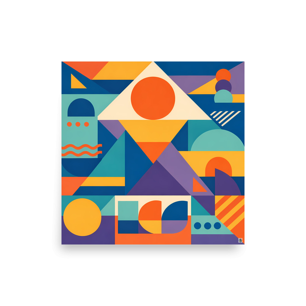 Colourful Memphis Geometric Shape Collage — Art Print