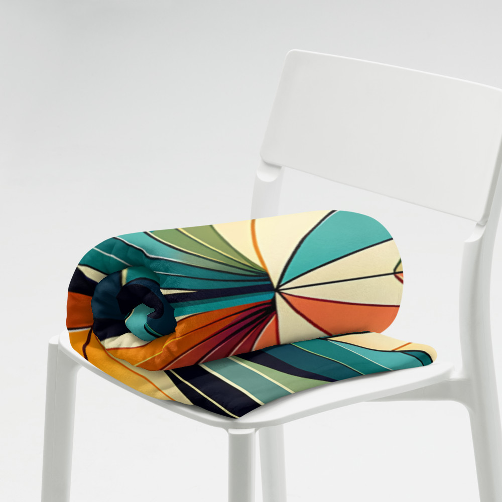 Retro Geometric Apple Sunburst in Teal and Orange