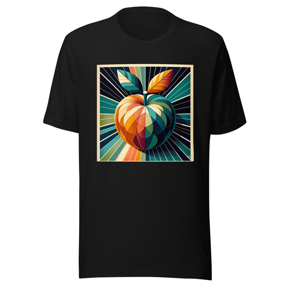 Retro Geometric Apple Sunburst in Teal and Orange