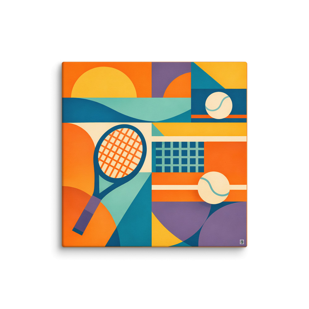 Retro Tennis Racket and Court Lines Collage — Canvas Print