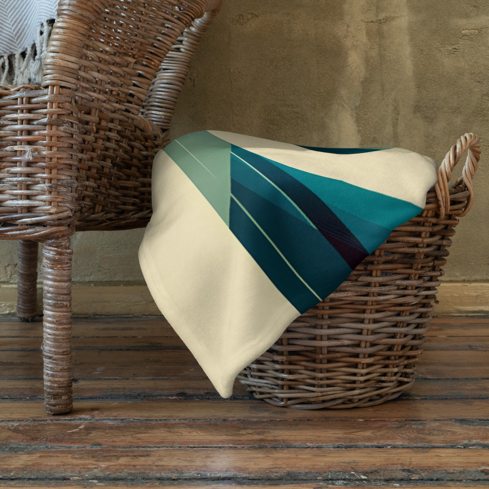 Mid Century Modern Geometric Tree in Teal and Orange