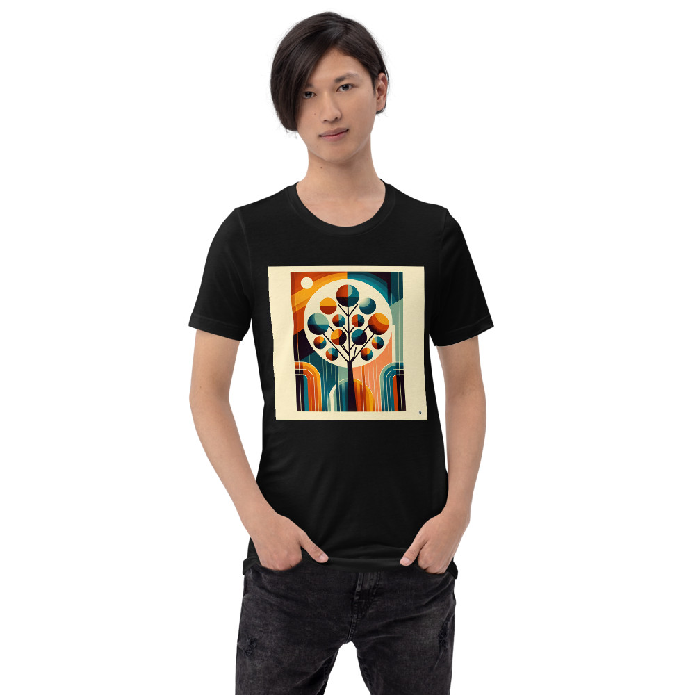Mid Century Modern Geometric Tree in Teal and Orange