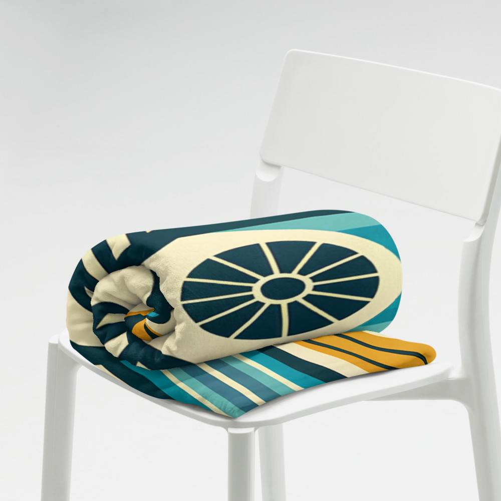Retro Geometric House Sunburst in Teal and Orange