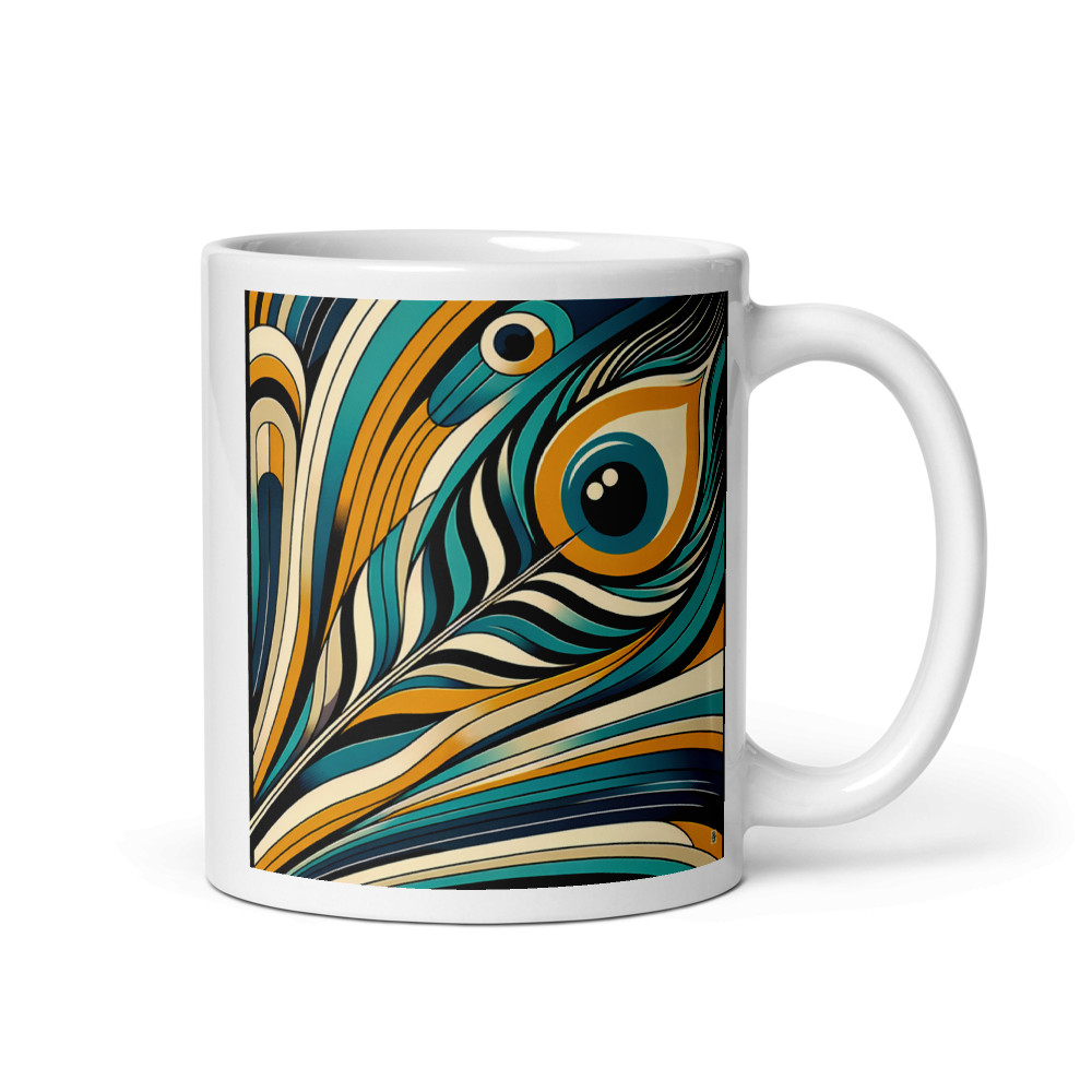 Abstract Peacock Feather in Teal and Gold