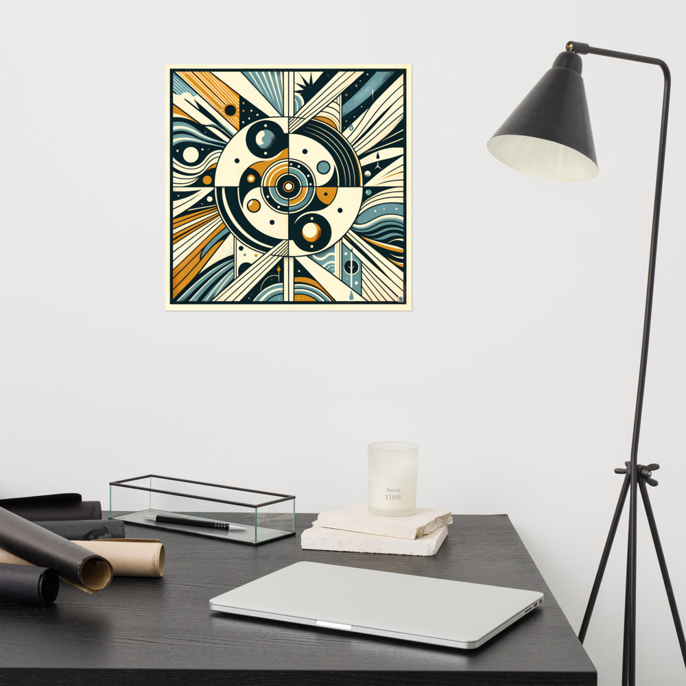 Retro Geometric Cosmic Abstract Art — Art Print