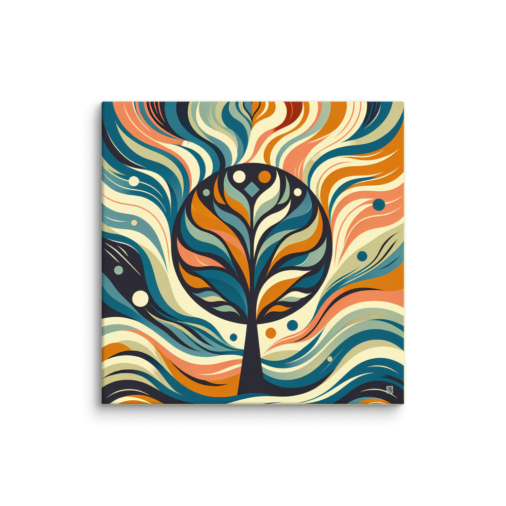 Abstract Tree with Vibrant Swirling Colours — Canvas Print