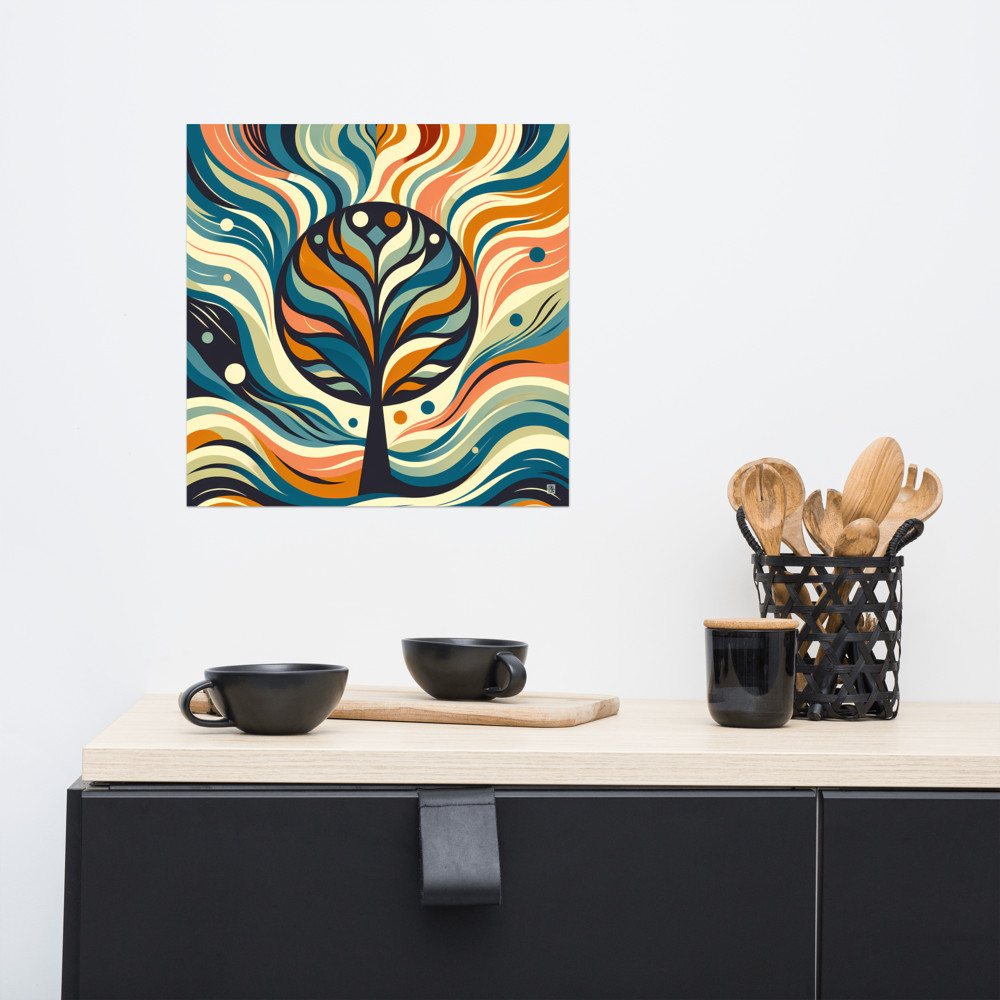 Abstract Tree with Vibrant Swirling Colours