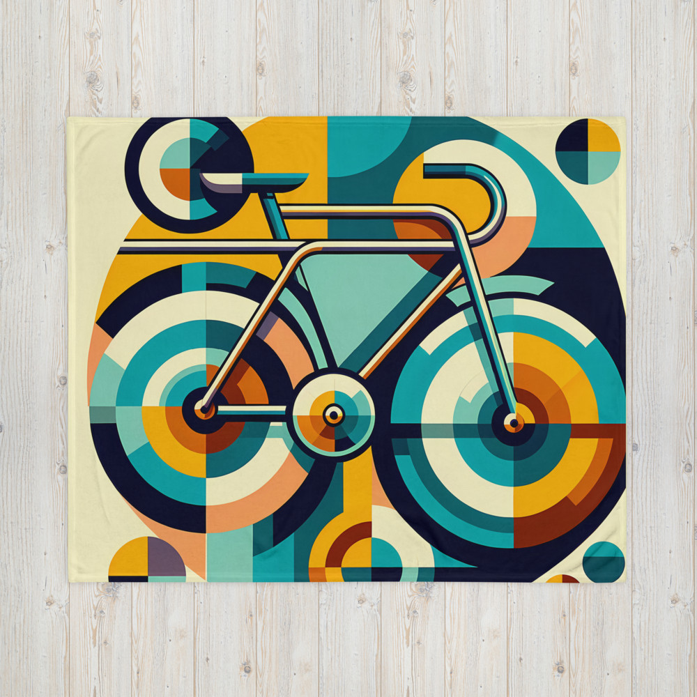 Geometric Retro Bicycle in Teal and Mustard
