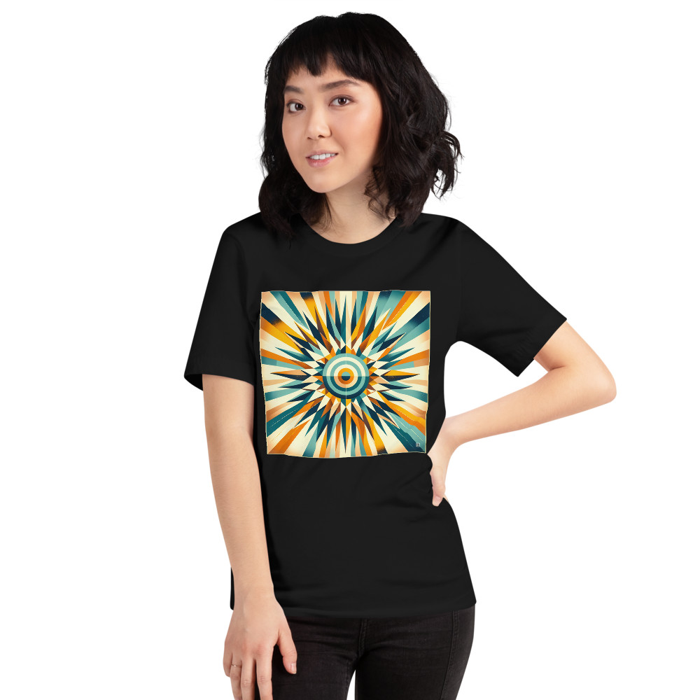 Retro Geometric Sunburst Target in Teal and Orange